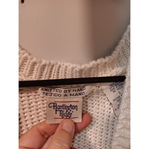 90’s Huntington Ridge Crochet Knit Button Up Sweater Vest Large Boho Floral - Picture 6 of 8